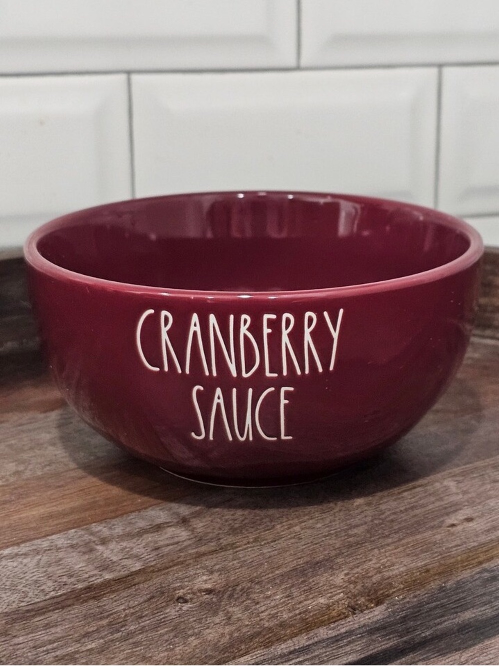 Rae Dunn Cranberry Sauce Ceramic Bowl - Deep Berry Red